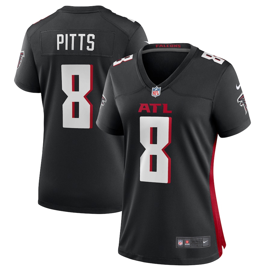 Custom Womens Atlanta Falcons #8 Kyle Pitts Nike Black 2021 NFL Draft First Round Pick Player Game Jersey->atlanta falcons->NFL Jersey